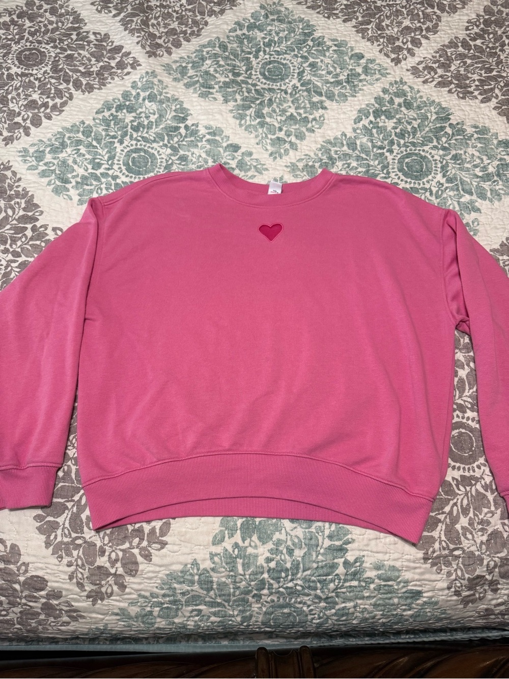 Girls old navy Pink Heart Accent Crewneck Sweatshirt